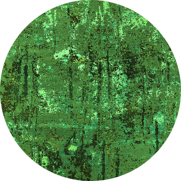 Round Oriental Green Industrial Rug, urb2523grn