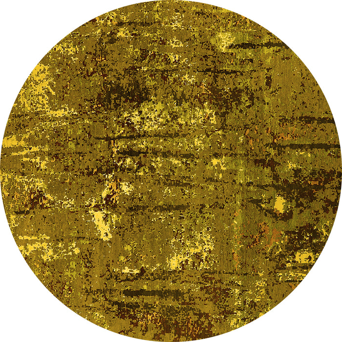 Round Oriental Yellow Industrial Rug, urb2523yw