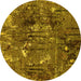 Round Oriental Yellow Industrial Rug, urb2523yw