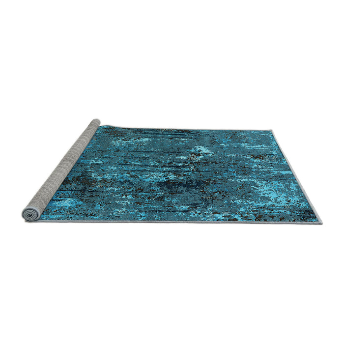 Sideview of Machine Washable Oriental Light Blue Industrial Rug, wshurb2523lblu