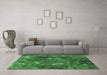 Machine Washable Oriental Emerald Green Industrial Area Rugs in a Living Room,, wshurb2523emgrn