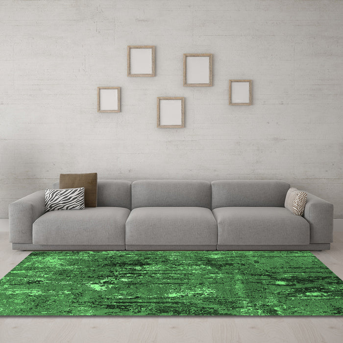 Machine Washable Oriental Emerald Green Industrial Area Rugs in a Living Room,, wshurb2523emgrn