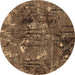 Round Oriental Brown Industrial Rug, urb2523brn