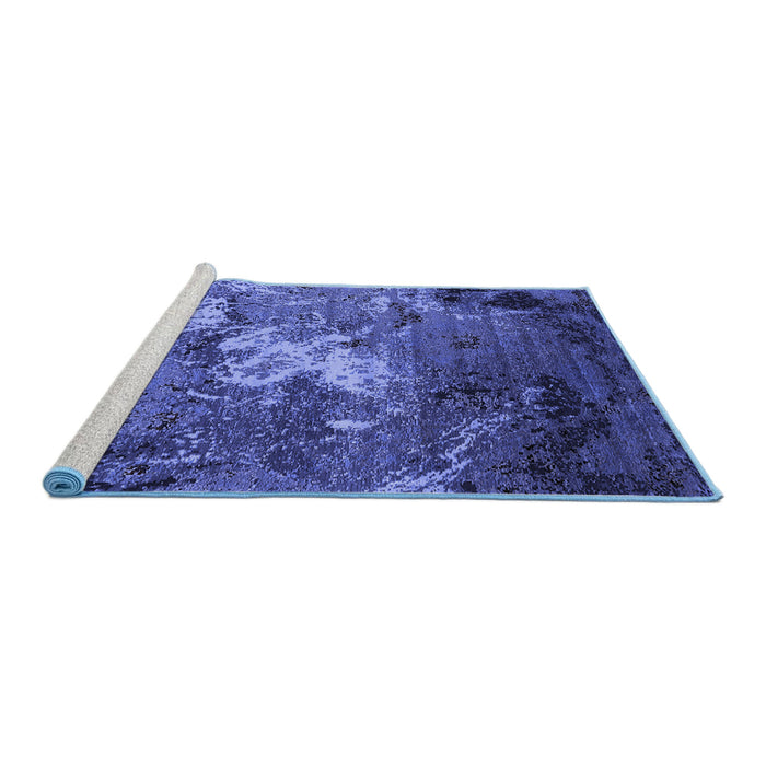 Sideview of Machine Washable Oriental Blue Industrial Rug, wshurb2524blu