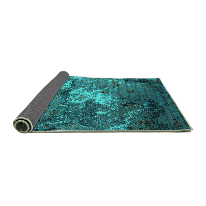 Sideview of Oriental Turquoise Industrial Rug, urb2524turq