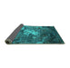 Sideview of Oriental Turquoise Industrial Rug, urb2524turq