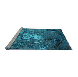 Sideview of Machine Washable Oriental Light Blue Industrial Rug, wshurb2524lblu