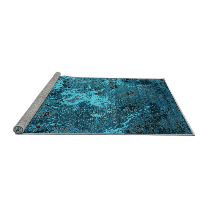 Sideview of Machine Washable Oriental Light Blue Industrial Rug, wshurb2524lblu