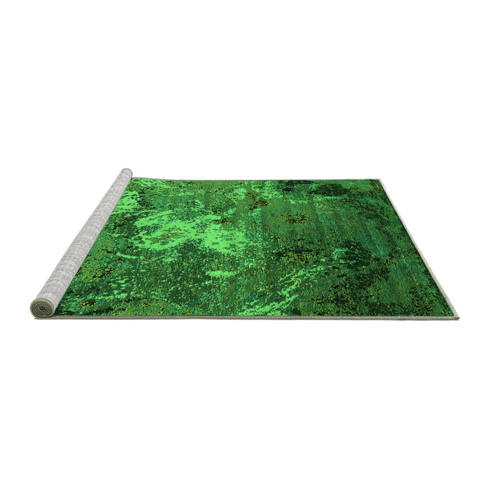 Sideview of Machine Washable Oriental Green Industrial Area Rugs, wshurb2524grn