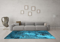 Machine Washable Oriental Light Blue Industrial Rug, wshurb2524lblu