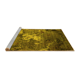 Sideview of Machine Washable Oriental Yellow Industrial Rug, wshurb2524yw