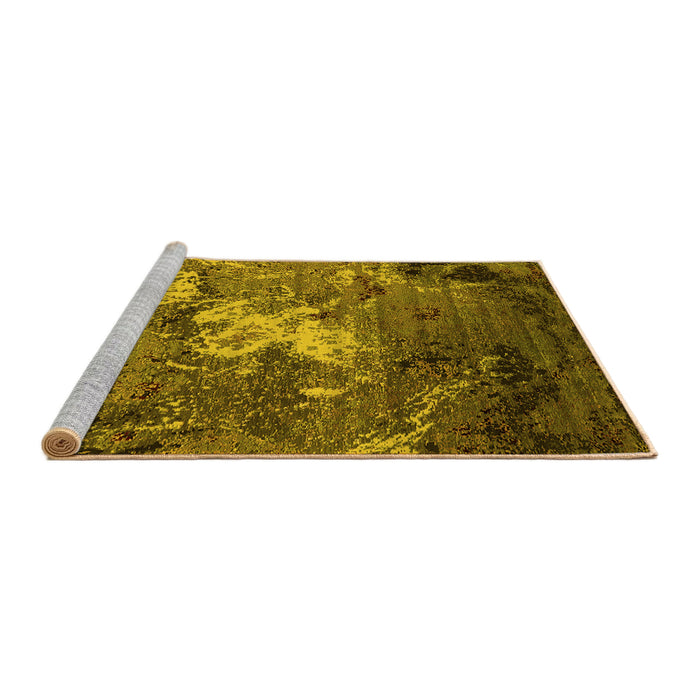 Sideview of Machine Washable Oriental Yellow Industrial Rug, wshurb2524yw