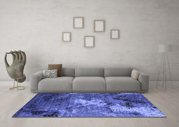 Machine Washable Oriental Blue Industrial Rug in a Living Room, wshurb2524blu