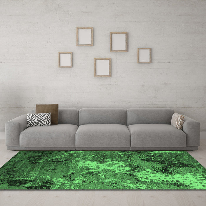 Machine Washable Oriental Emerald Green Industrial Area Rugs in a Living Room,, wshurb2524emgrn