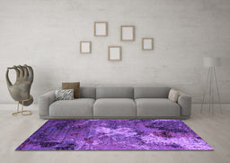 Machine Washable Oriental Purple Industrial Area Rugs in a Living Room, wshurb2524pur