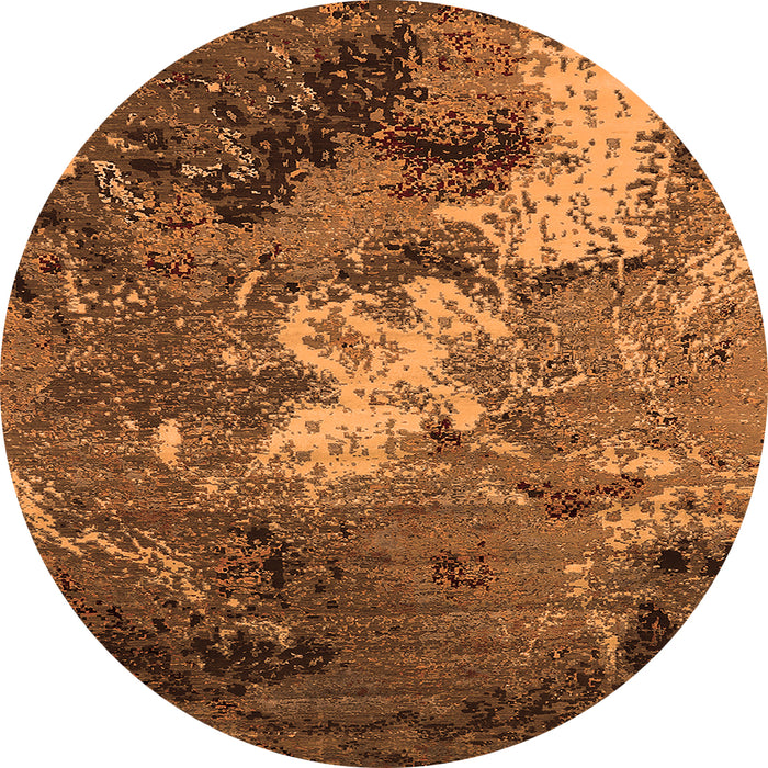 Round Machine Washable Oriental Orange Industrial Area Rugs, wshurb2524org