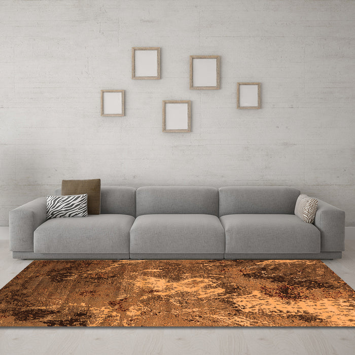 Machine Washable Oriental Orange Industrial Area Rugs in a Living Room, wshurb2524org