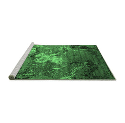 Sideview of Machine Washable Oriental Emerald Green Industrial Area Rugs, wshurb2524emgrn