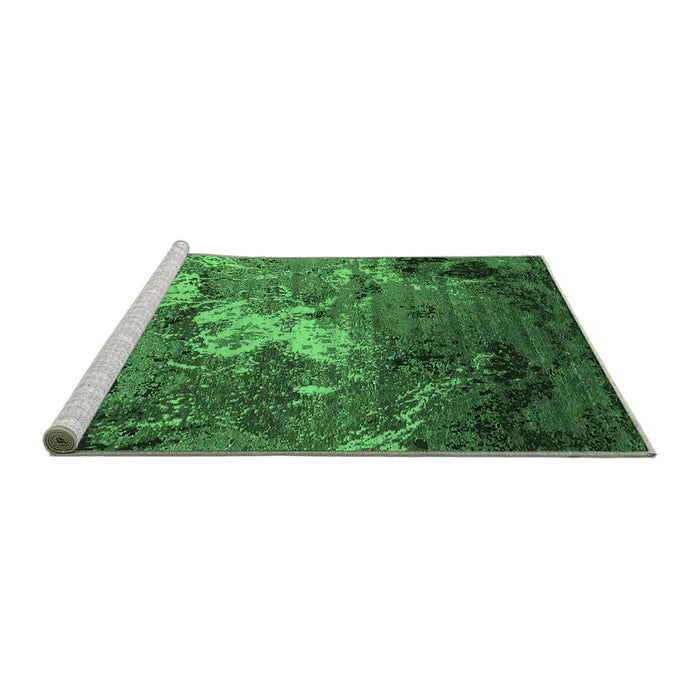 Sideview of Machine Washable Oriental Emerald Green Industrial Area Rugs, wshurb2524emgrn