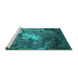 Sideview of Machine Washable Oriental Turquoise Industrial Area Rugs, wshurb2524turq
