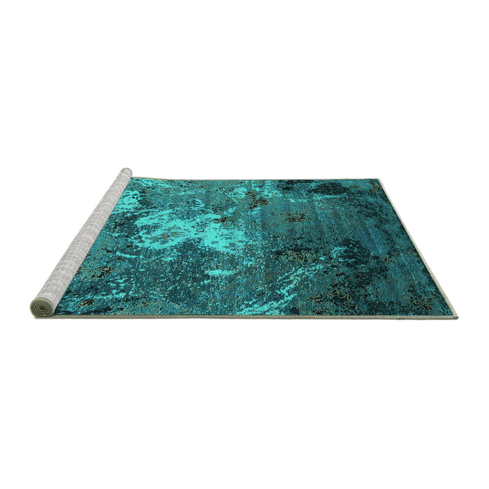 Sideview of Machine Washable Oriental Turquoise Industrial Area Rugs, wshurb2524turq