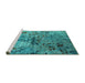 Sideview of Machine Washable Oriental Turquoise Industrial Area Rugs, wshurb2525turq