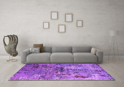 Machine Washable Oriental Purple Industrial Area Rugs in a Living Room, wshurb2525pur