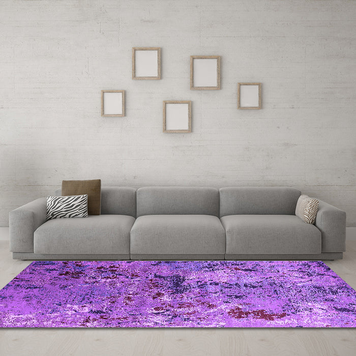 Machine Washable Oriental Purple Industrial Area Rugs in a Living Room, wshurb2525pur