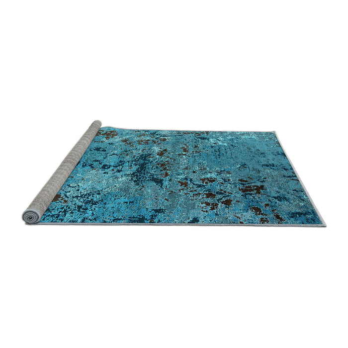 Sideview of Machine Washable Oriental Light Blue Industrial Rug, wshurb2525lblu