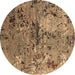 Round Oriental Brown Industrial Rug, urb2525brn