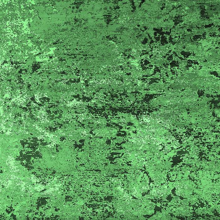 Square Machine Washable Oriental Emerald Green Industrial Area Rugs, wshurb2525emgrn