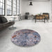 Round Machine Washable Industrial Modern Purple Rug in a Office, wshurb2525