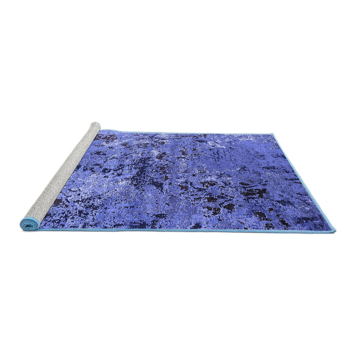 Sideview of Machine Washable Oriental Blue Industrial Rug, wshurb2525blu