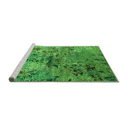 Sideview of Machine Washable Oriental Green Industrial Area Rugs, wshurb2525grn