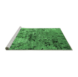 Sideview of Machine Washable Oriental Emerald Green Industrial Area Rugs, wshurb2525emgrn