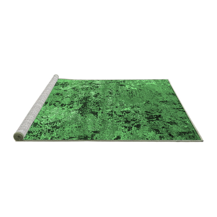 Sideview of Machine Washable Oriental Emerald Green Industrial Area Rugs, wshurb2525emgrn