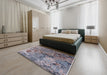 Mid-Century Modern Purple Oriental Rug in a Bedroom, urb2525