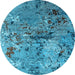 Round Oriental Light Blue Industrial Rug, urb2525lblu