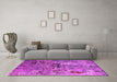Machine Washable Oriental Pink Industrial Rug in a Living Room, wshurb2525pnk