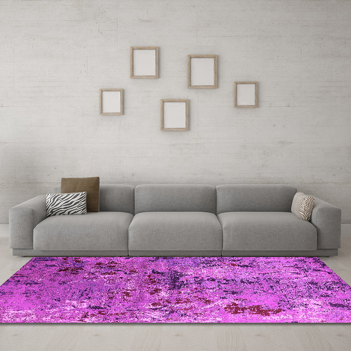 Machine Washable Oriental Pink Industrial Rug in a Living Room, wshurb2525pnk