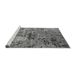 Sideview of Machine Washable Oriental Gray Industrial Rug, wshurb2525gry