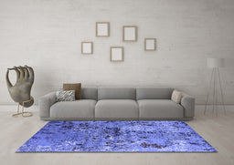 Machine Washable Oriental Blue Industrial Rug in a Living Room, wshurb2525blu