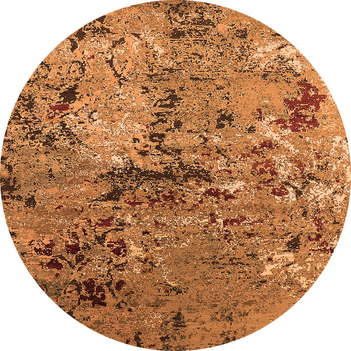 Round Machine Washable Oriental Orange Industrial Area Rugs, wshurb2525org