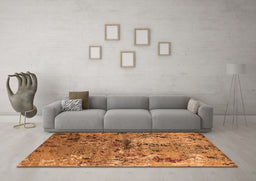 Machine Washable Oriental Orange Industrial Area Rugs in a Living Room, wshurb2525org