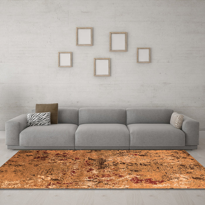 Machine Washable Oriental Orange Industrial Area Rugs in a Living Room, wshurb2525org
