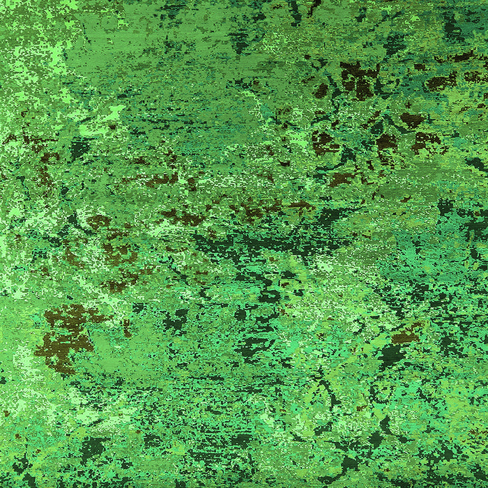 Square Machine Washable Oriental Green Industrial Area Rugs, wshurb2525grn