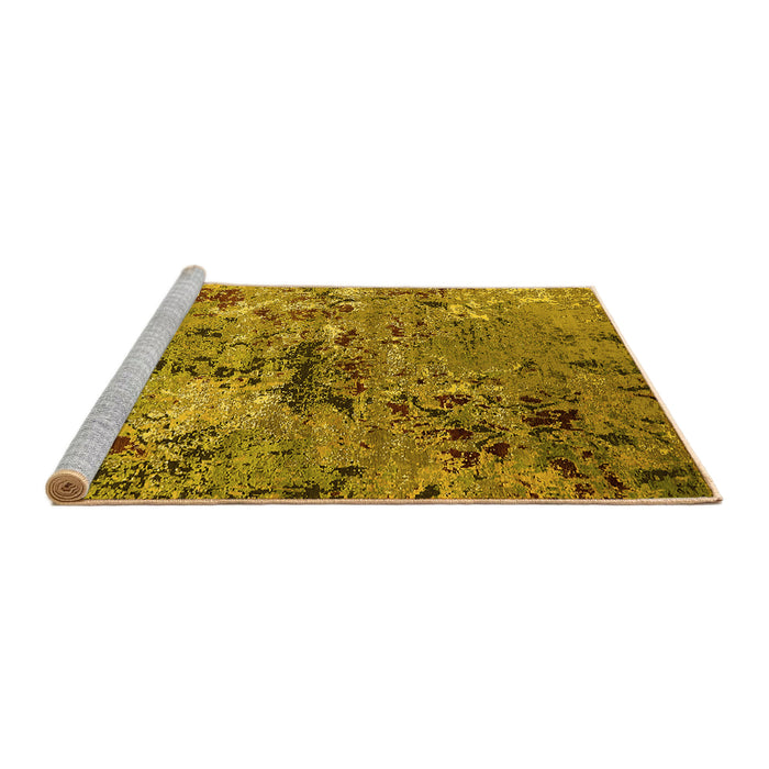 Sideview of Machine Washable Oriental Yellow Industrial Rug, wshurb2525yw