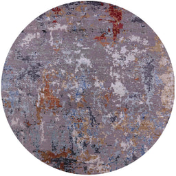 Round Machine Washable Industrial Modern Purple Rug, wshurb2526