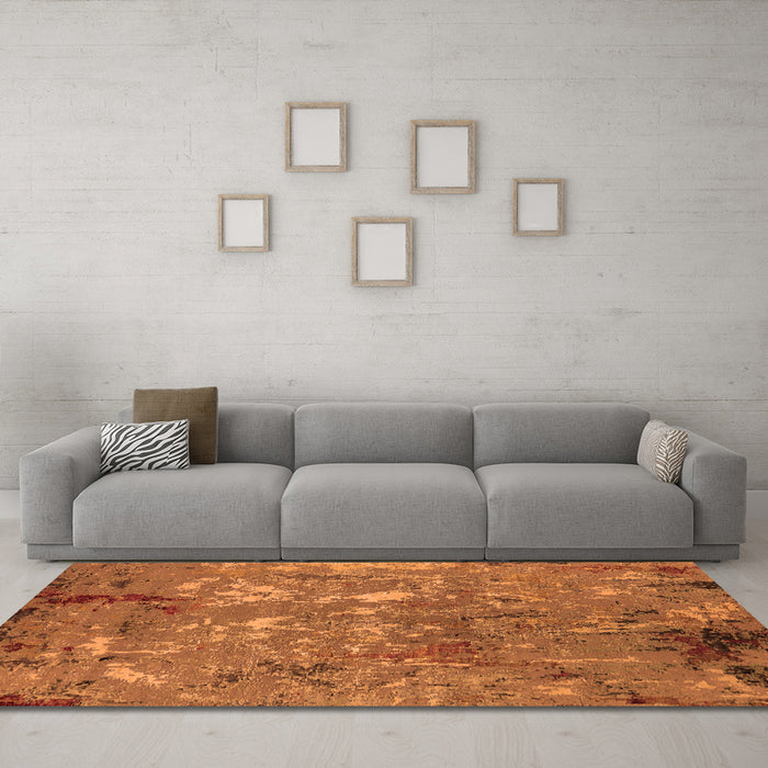 Machine Washable Oriental Orange Industrial Area Rugs in a Living Room, wshurb2526org