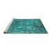 Sideview of Machine Washable Oriental Turquoise Industrial Area Rugs, wshurb2526turq